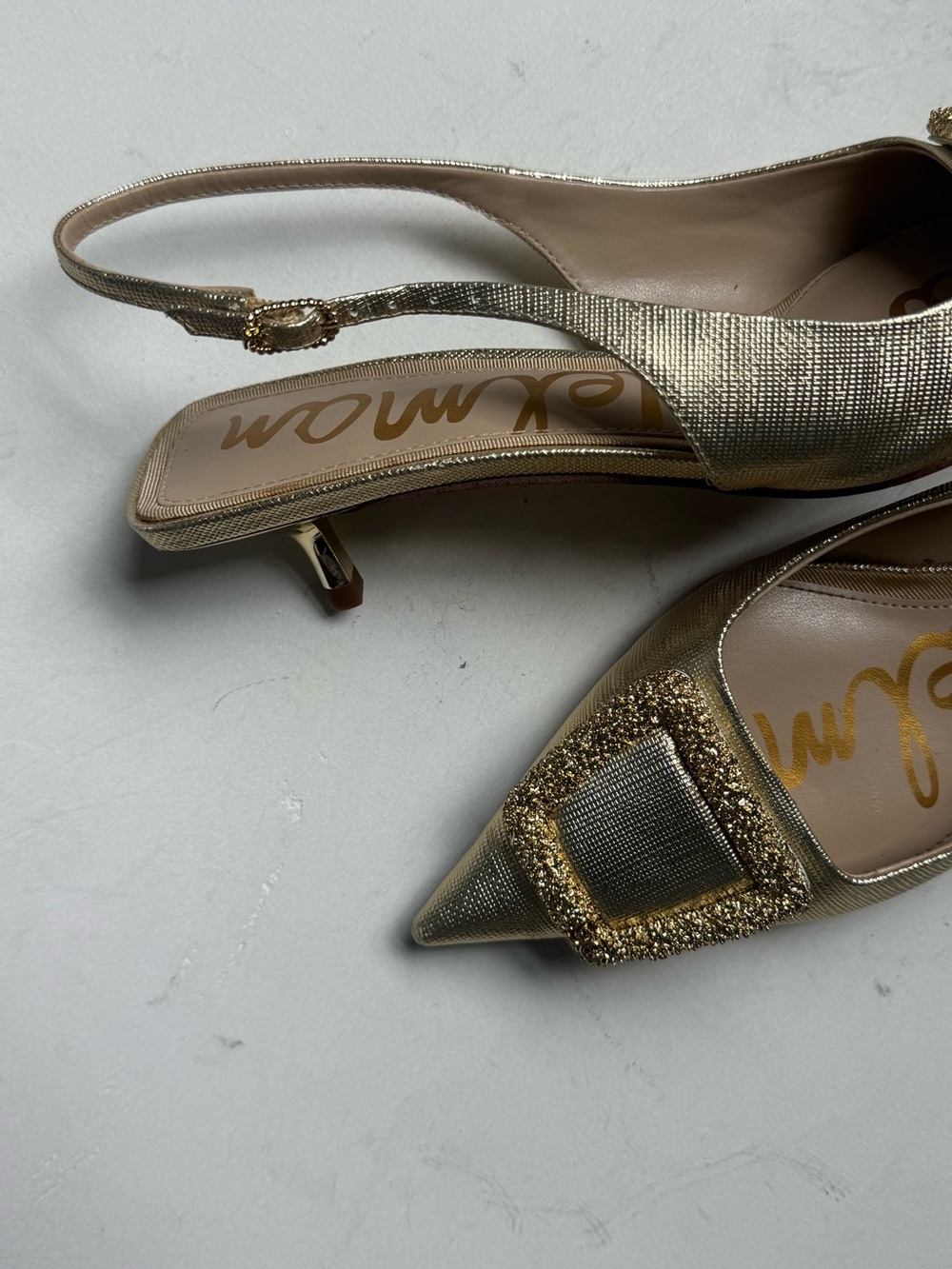 Sam Edelman Kammie Gold Slingback Kitten Heels - Picture 7 of 16